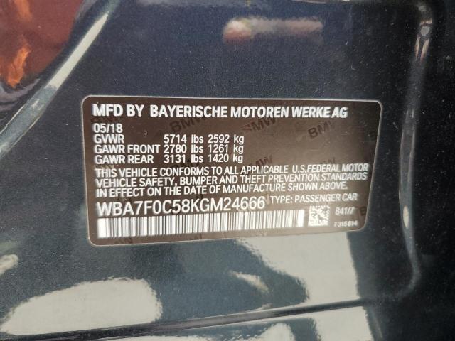 WBA7F0C58KGM24666 - 2019 BMW 750 I GRAY photo 12