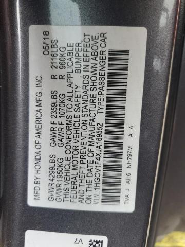 1HGCV1F4XJA169552 - 2018 HONDA ACCORD EX 灰色 照片 12