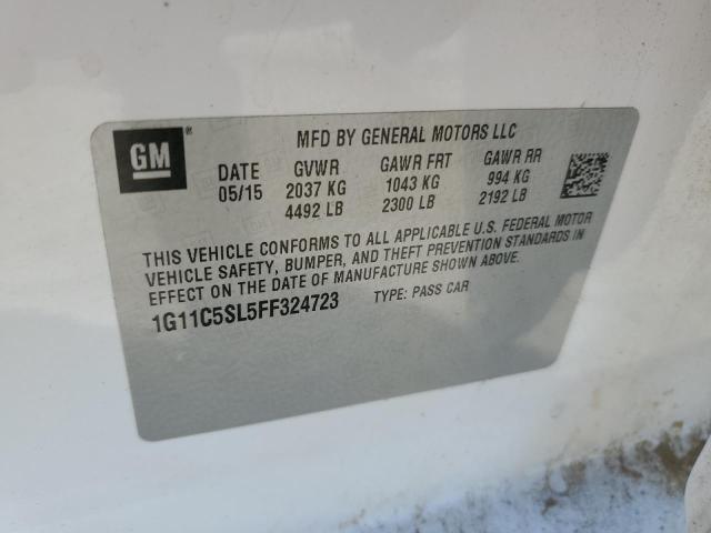 1G11C5SL5FF324723 - 2015 CHEVROLET MALIBU 1LT თეთრი ფოტო 12