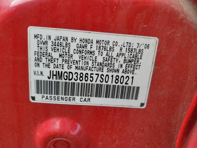 JHMGD38657S018021 - 2007 HONDA FIT S 红色 照片 12