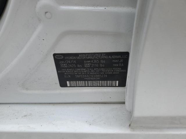 5NPEB4AC5EH885239 - 2014 HYUNDAI SONATA GLS WHITE photo 12