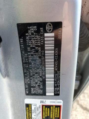 4T1BE46K29U297140 - 2009 TOYOTA CAMRY BASE SILVER photo 12