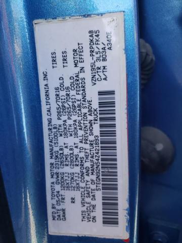 5TEGN92N54Z421893 - 2004 TOYOTA TACOMA DOUBLE CAB PRERUNNER BLUE photo 12