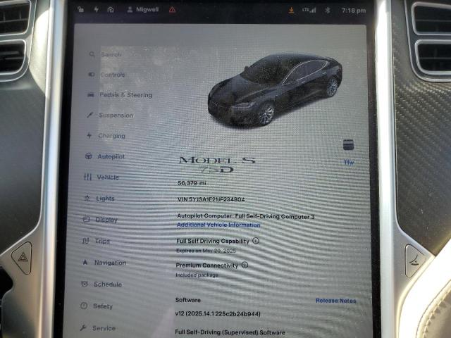 5YJSA1E21JF234804 - 2018 TESLA MODEL S GRAY photo 9