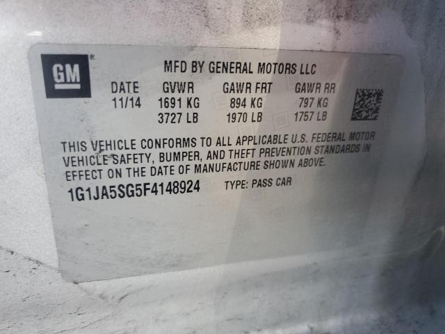 1G1JA5SG5F4148924 - 2015 CHEVROLET SONIC LS SILVER photo 12