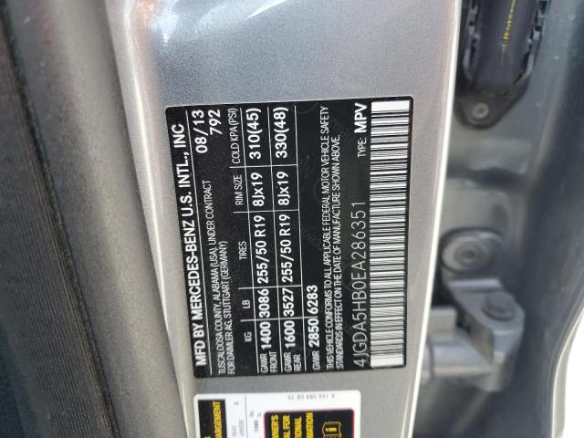 4JGDA5HB0EA286351 - 2014 MERCEDES-BENZ ML 350 4MATIC SILVER photo 13