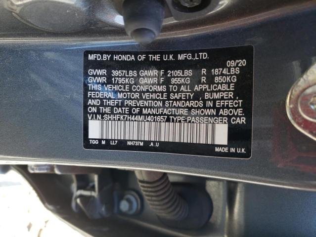 SHHFK7H44MU401657 - 2021 HONDA CIVIC SPORT 灰色 照片 13