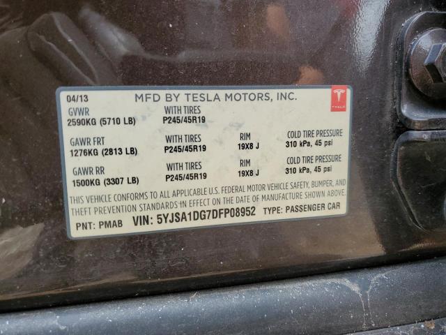 5YJSA1DG7DFP08952 - 2013 TESLA MODEL S Bordo foto 12