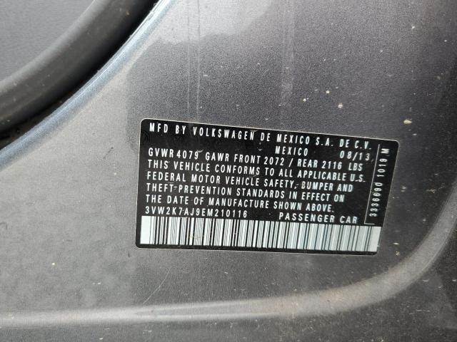 3VW2K7AJ9EM210116 - 2014 VOLKSWAGEN JETTA BASE 灰色 照片 12