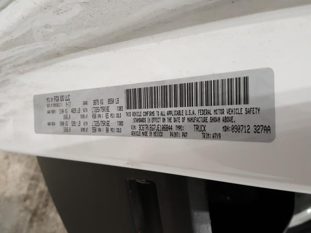 3C6TRVBG7JE106844 - 2018 RAM PROMASTER 1500 HIGH WHITE photo 10