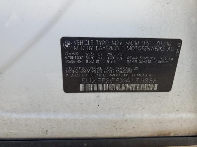 5UXFE8C5XAL311886 - 2010 BMW X5 XDRIVE48I WHITE photo 13