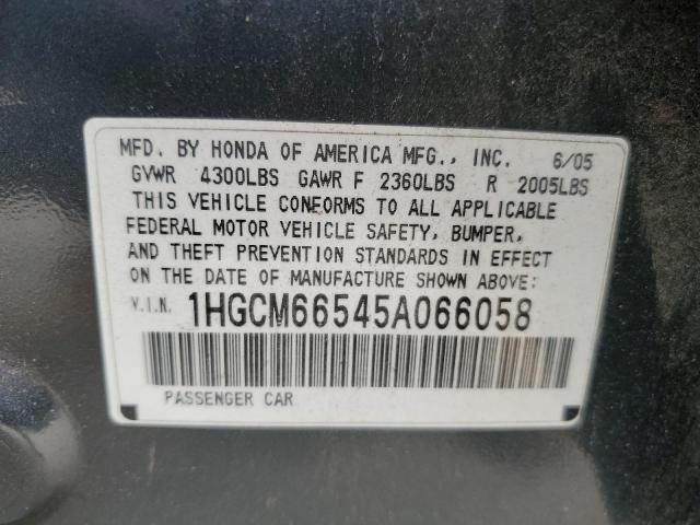 1HGCM66545A066058 - 2005 HONDA ACCORD EX GRAY photo 12