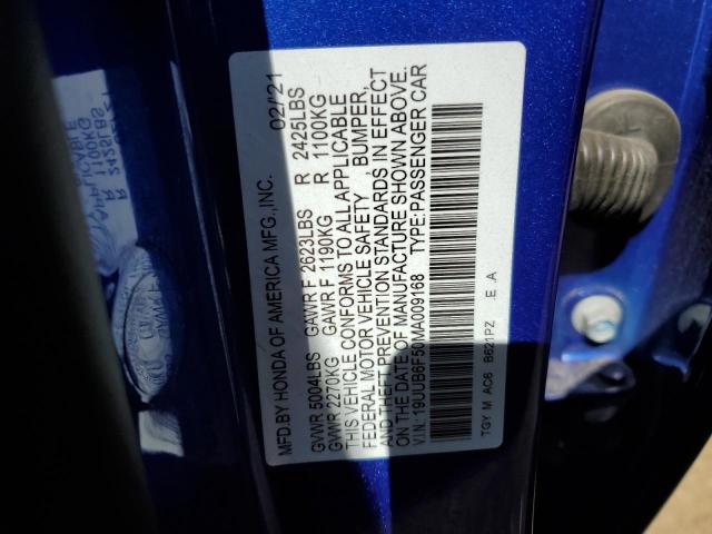 19UUB6F50MA009168 - 2021 ACURA TLX TECH A BLUE photo 12