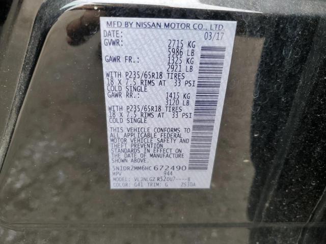 5N1DR2MM6HC672490 - 2017 NISSAN PATHFINDER S BLACK photo 13