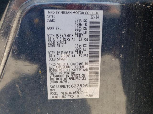 5N1AR2MN7FC627826 - 2015 NISSAN PATHFINDER S BLUE photo 12