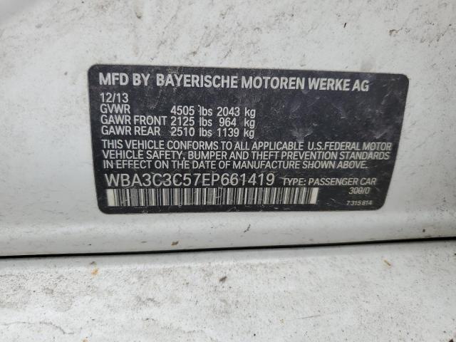 WBA3C3C57EP661419 - 2014 BMW 320 I XDRIVE WHITE photo 12