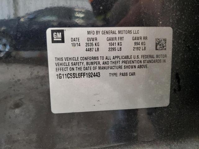 1G11C5SL6FF192443 - 2015 CHEVROLET MALIBU 1LT BLACK photo 12
