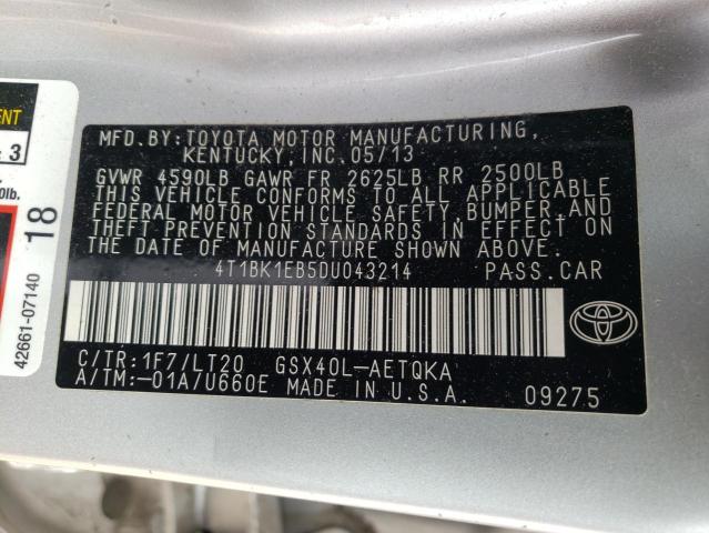 4T1BK1EB5DU043214 - 2013 TOYOTA AVALON BASE Gümüş foto 12