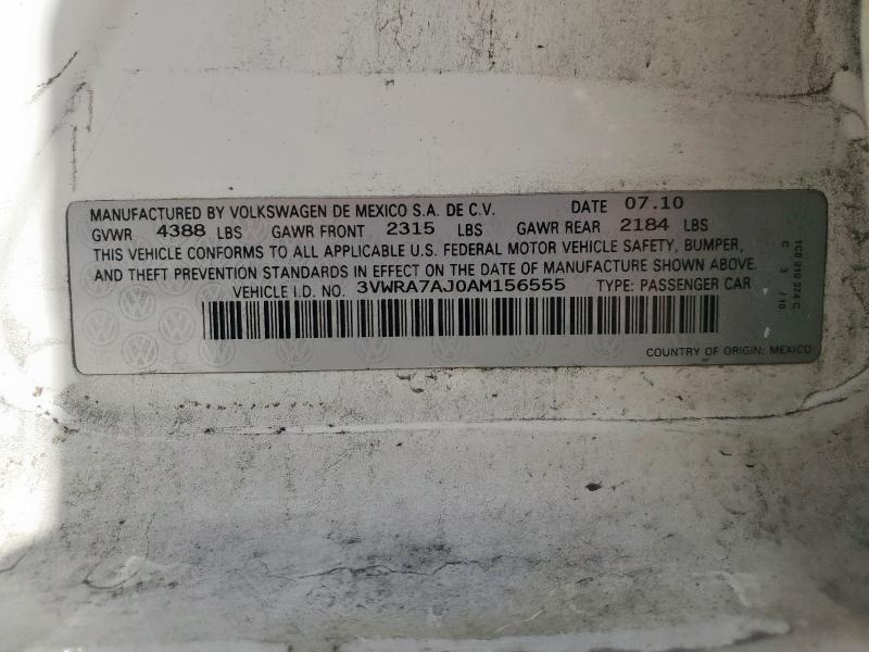 3VWRA7AJ0AM156555 - 2010 VOLKSWAGEN JETTA WOLFSBURG 白色 照片 12