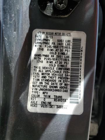 JN8DR09X24W801348 - 2004 NISSAN PATHFINDER LE 银色 照片 13