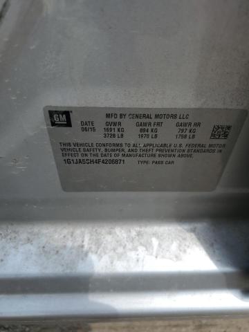 1G1JA5SH4F4206871 - 2015 CHEVROLET SONIC LS 银色 照片 12