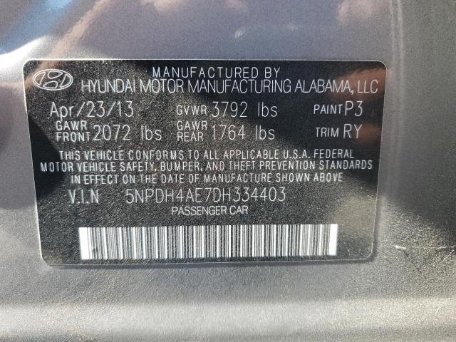 5NPDH4AE7DH334403 - 2013 HYUNDAI ELANTRA GLS GRAY photo 12