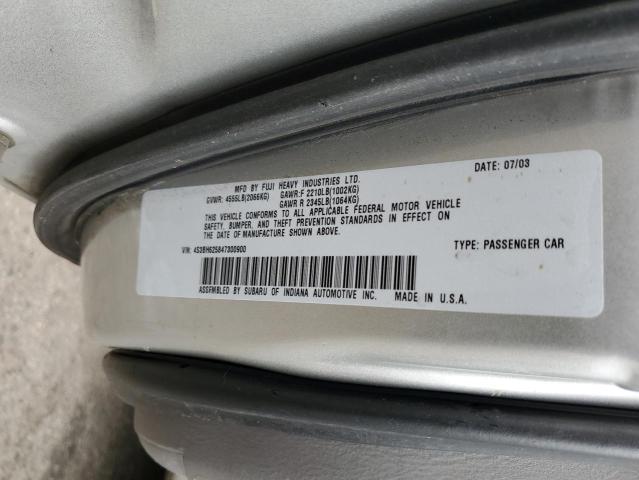 4S3BH625847300900 - 2004 SUBARU LEGACY L SPECIAL SILVER photo 12