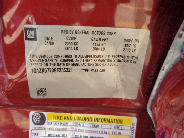 1G1ZK57739F235321 - 2009 CHEVROLET MALIBU LTZ RED photo 12