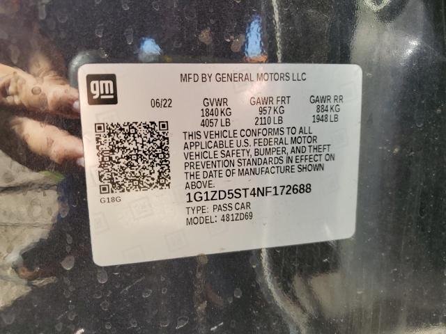 1G1ZD5ST4NF172688 - 2022 CHEVROLET MALIBU LT 石墨色 照片 12