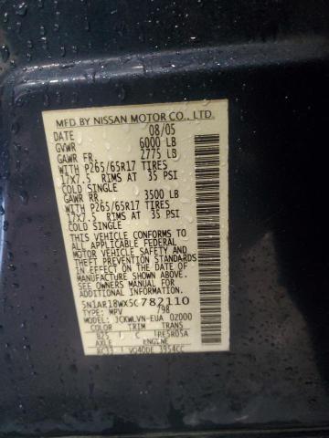 5N1AR18WX5C782110 - 2005 NISSAN PATHFINDER LE BLUE photo 13