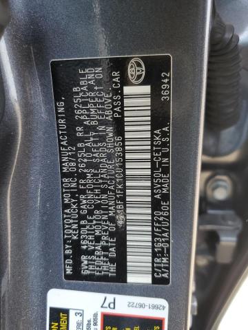 4T1BF1FK1CU153856 - 2012 TOYOTA CAMRY BASE GRAY photo 12