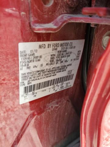 2FMDK4JC3CBA81425 - 2012 FORD EDGE SEL Czerwony zdjęcie 13