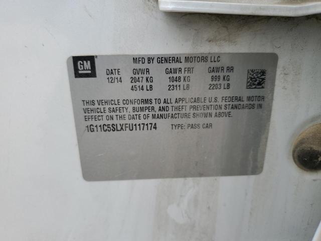 1G11C5SLXFU117174 - 2015 CHEVROLET MALIBU 1LT 白色 照片 12