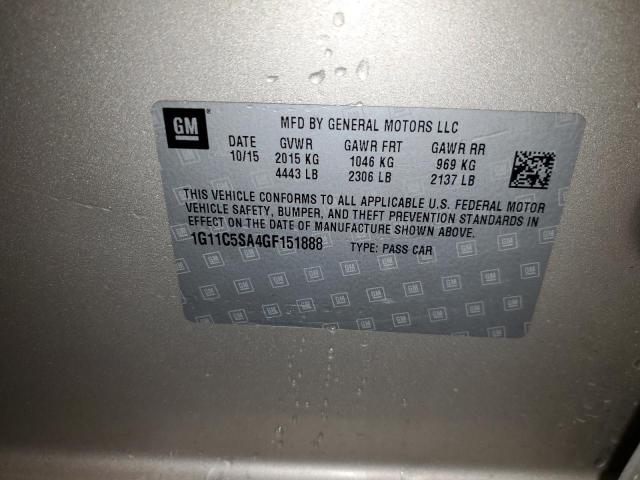 1G11C5SA4GF151888 - 2016 CHEVROLET MALIBU LIM LT 金色 照片 12