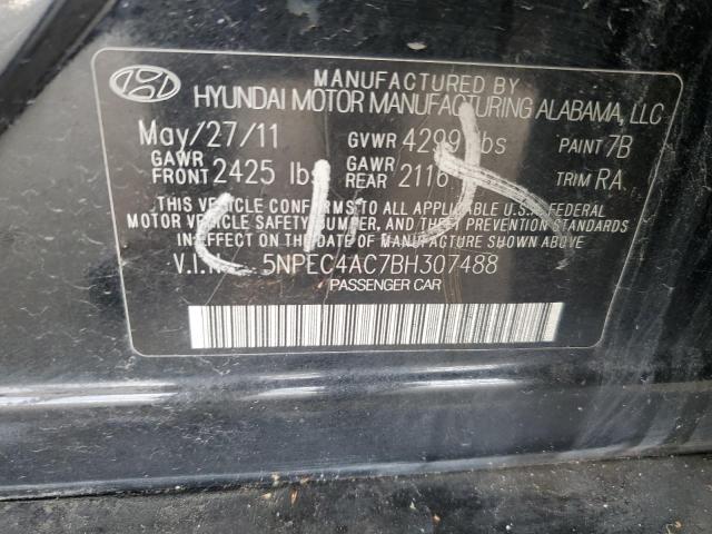 5NPEC4AC7BH307488 - 2011 HYUNDAI SONATA SE BLACK photo 12