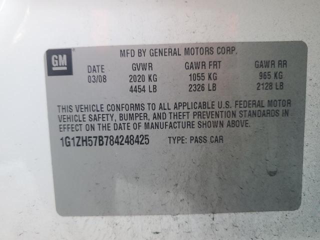 1G1ZH57B784248425 - 2008 CHEVROLET MALIBU 1LT WHITE photo 13