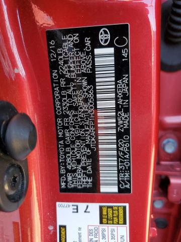 JTDKARFP1H3005863 - 2017 TOYOTA PRIUS PRIM 红色 照片 10