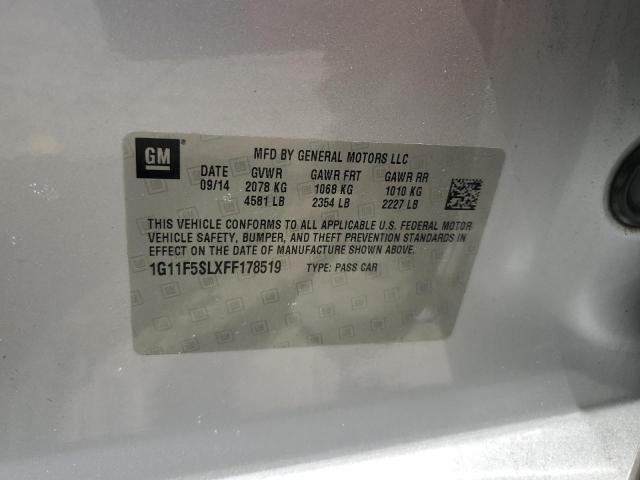 1G11F5SLXFF178519 - 2015 CHEVROLET MALIBU LTZ SILVER photo 13