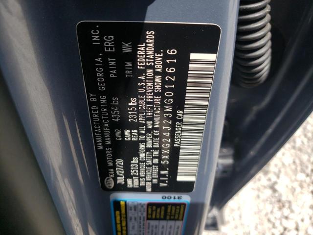 5XXG24J23MG012616 - 2021 KIA K5 LX GRAY photo 12