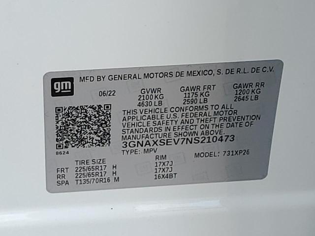 3GNAXSEV7NS210473 - 2022 CHEVROLET EQUINOX LS WHITE photo 14