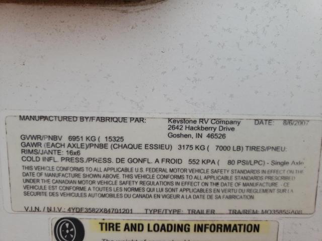 4YDF3582X84701201 - 2008 KEYSTONE MONTANA WHITE photo 10
