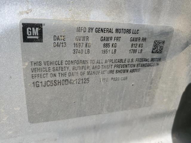 1G1JC5SH0D4212125 - 2013 CHEVROLET SONIC LT GRAY photo 12