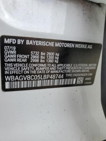 WBAGV8C05LBP48744 - 2020 BMW M850XI WHITE photo 12