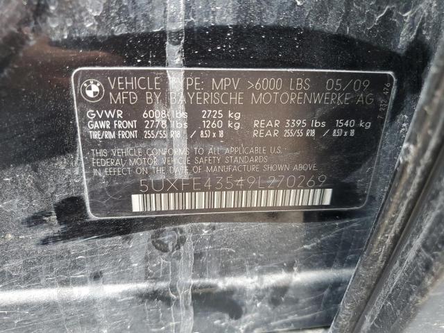 5UXFE43549L270269 - 2009 BMW X5 XDRIVE30I BLACK photo 12