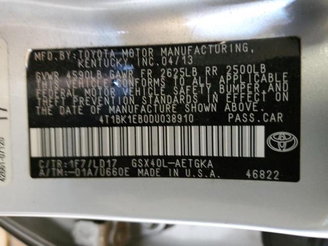 4T1BK1EB0DU038910 - 2013 TOYOTA AVALON BASE 银色 照片 12