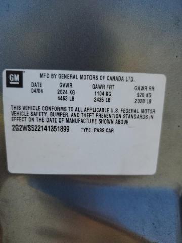 2G2WS522141351899 - 2004 PONTIAC GRAND PRIX GT2 ნაცრისფერი ფოტო 12