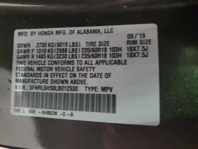 5FNRL6H50LB012530 - 2020 HONDA ODYSSEY EX GRAY photo 14