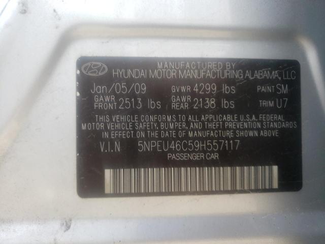 5NPEU46C59H557117 - 2009 HYUNDAI SONATA SE SILVER photo 13