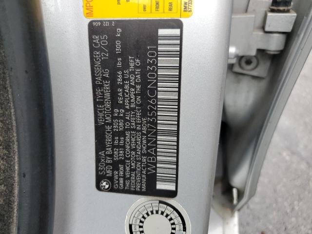 WBANN73526CN03301 - 2006 BMW 530 XIT SILVER photo 12
