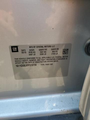 1G11C5SLXFF319730 - 2015 CHEVROLET MALIBU 1LT 银色 照片 12
